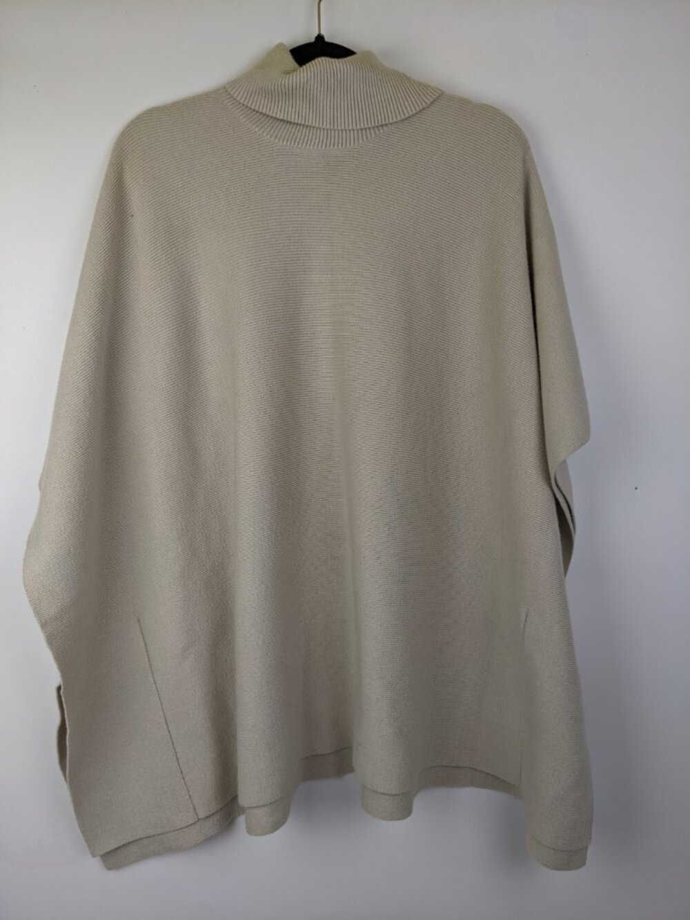 Mer Sea Mock Neck Tan Sweater Womens One Size Ribbed Striped